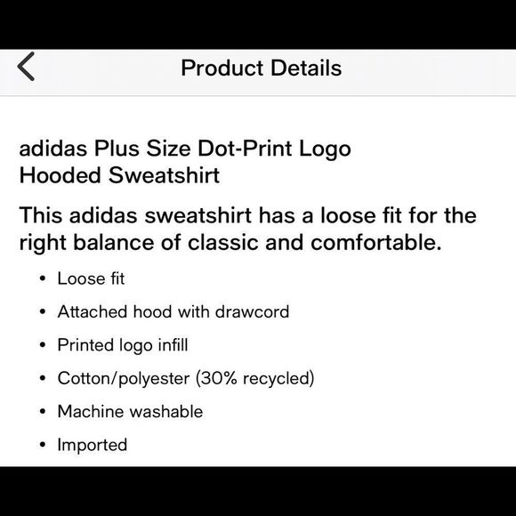 ADIDAS Plus Size Dot-Print  Logo Hooded SweatShirt 4X - Picture 5 of 6